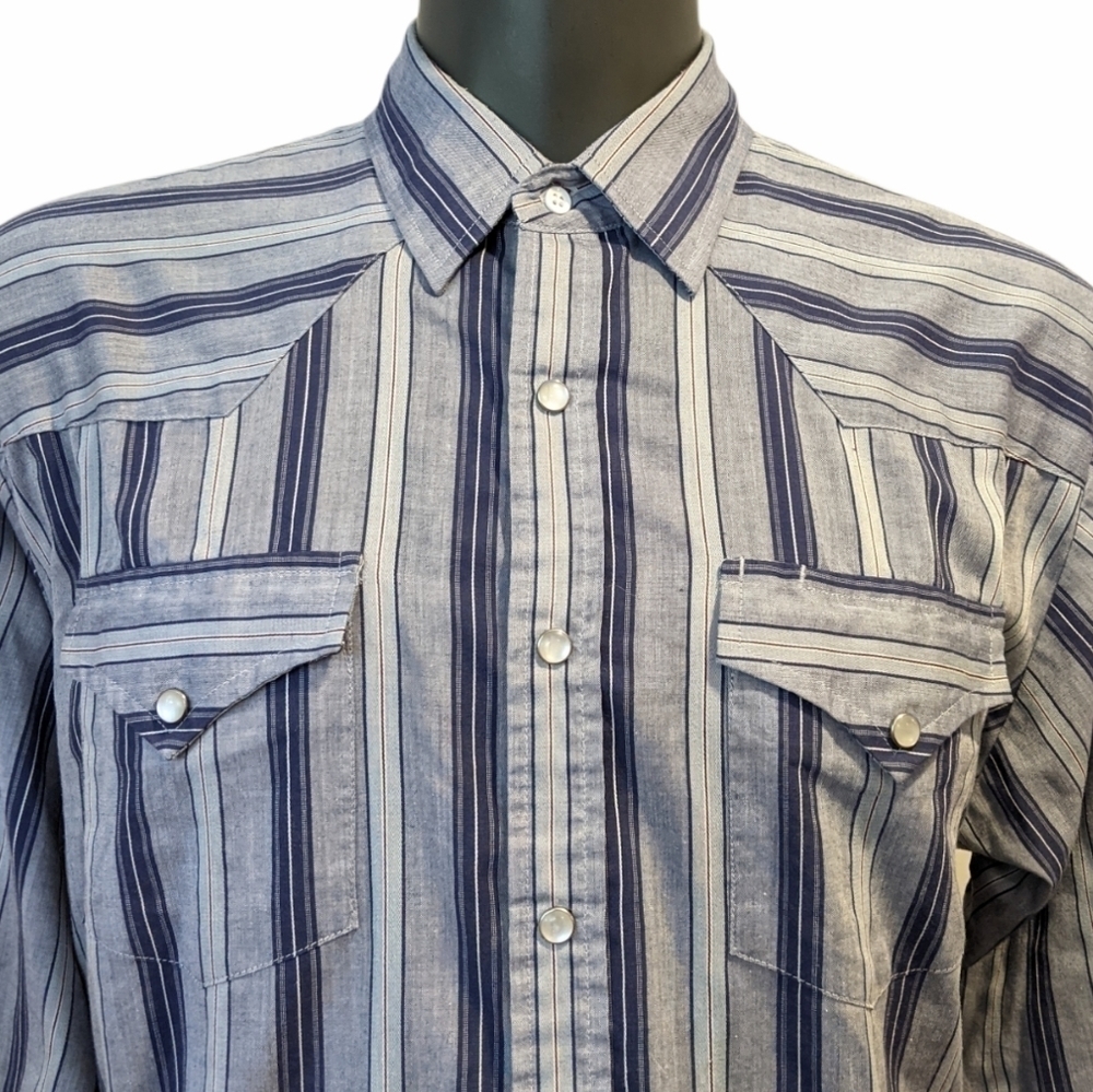 Knights Bridge blue striped western shirt XL